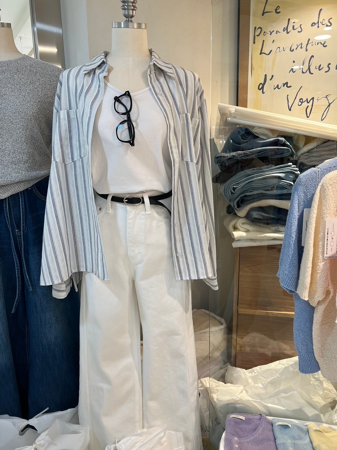 Ap10 側開衩條紋襯衫