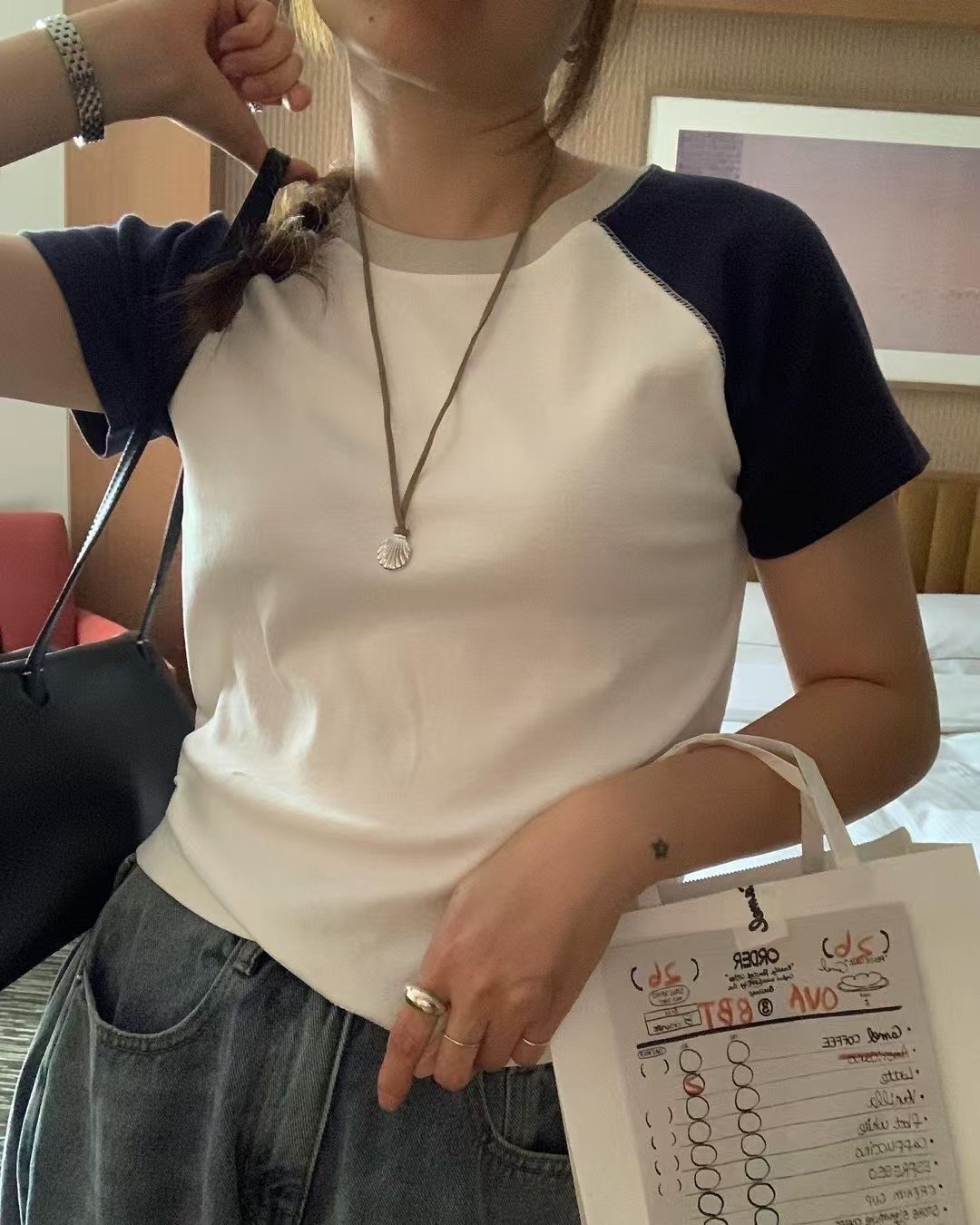 J18 夏日藍色拼色Tee