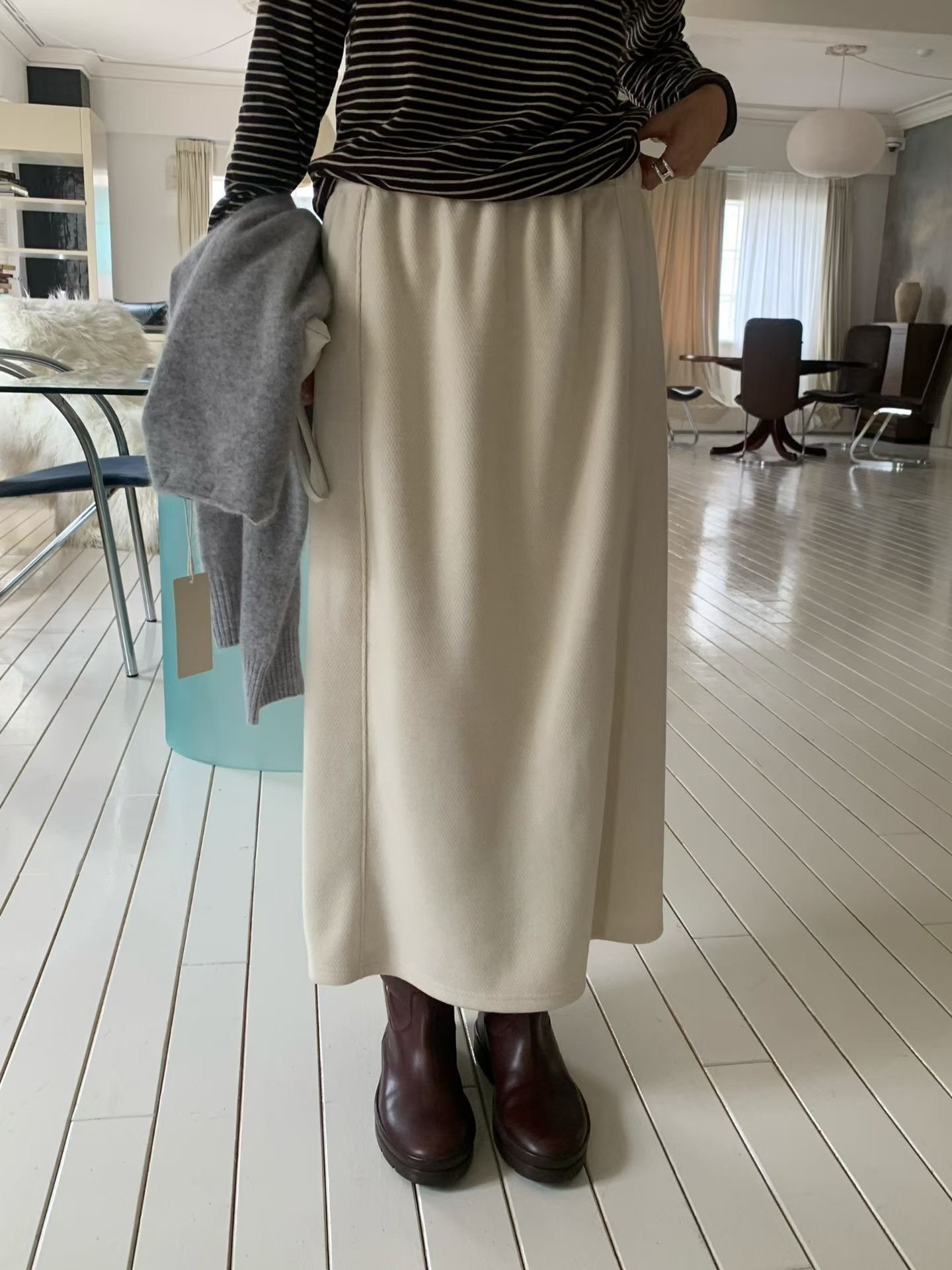 De09 後開衩直筒長裙