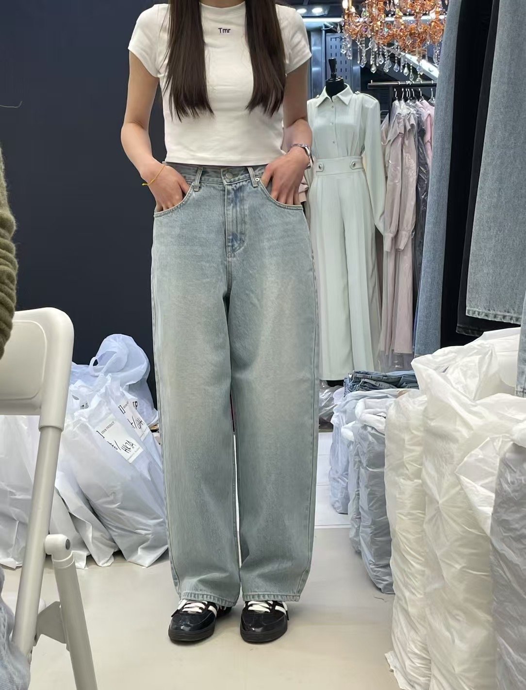 Ap26 刷白牛仔寬褲