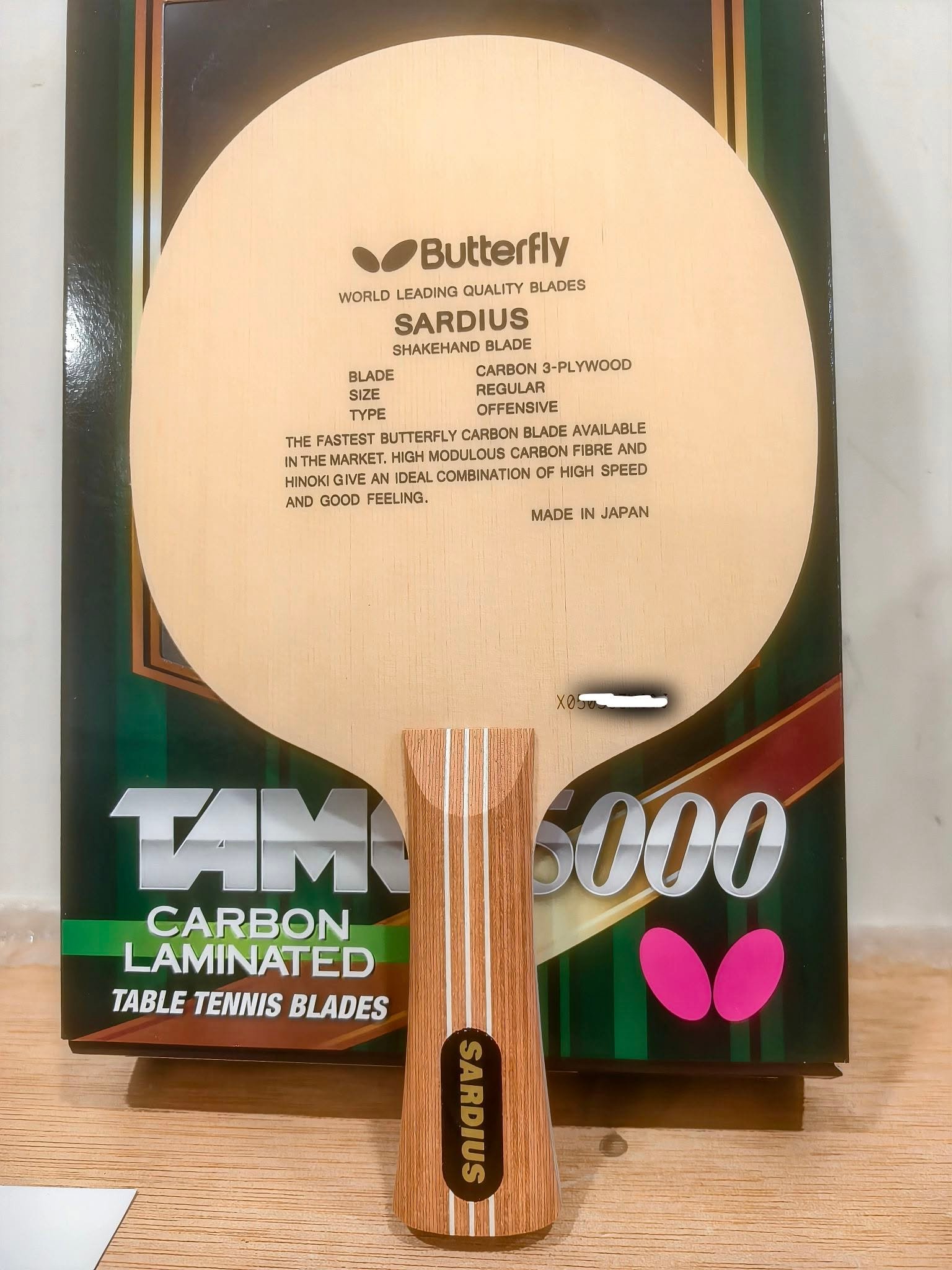 【BUTTERFLY蝴蝶】SARDIUS 檜木+T5000純碳