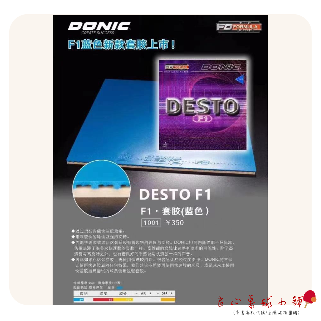 【DONIC】Desto F1 高密度內能海綿 #新增藍色/粉色#