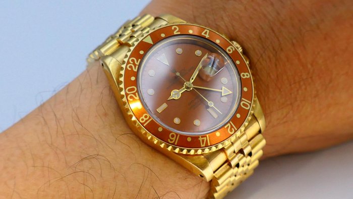 【美好時光】勞力士ROLEX極品老金勞16718虎眼色面全金款GMT