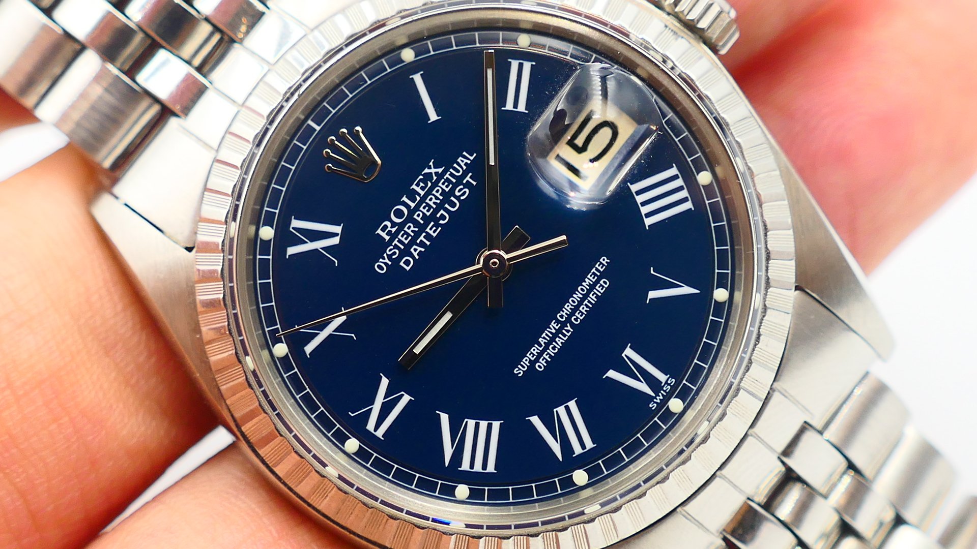 【美好時光】停產逸品ROLEX 1603超罕見藍色buckley印刷大羅馬面盤極美品！RSC洗油保養完成！