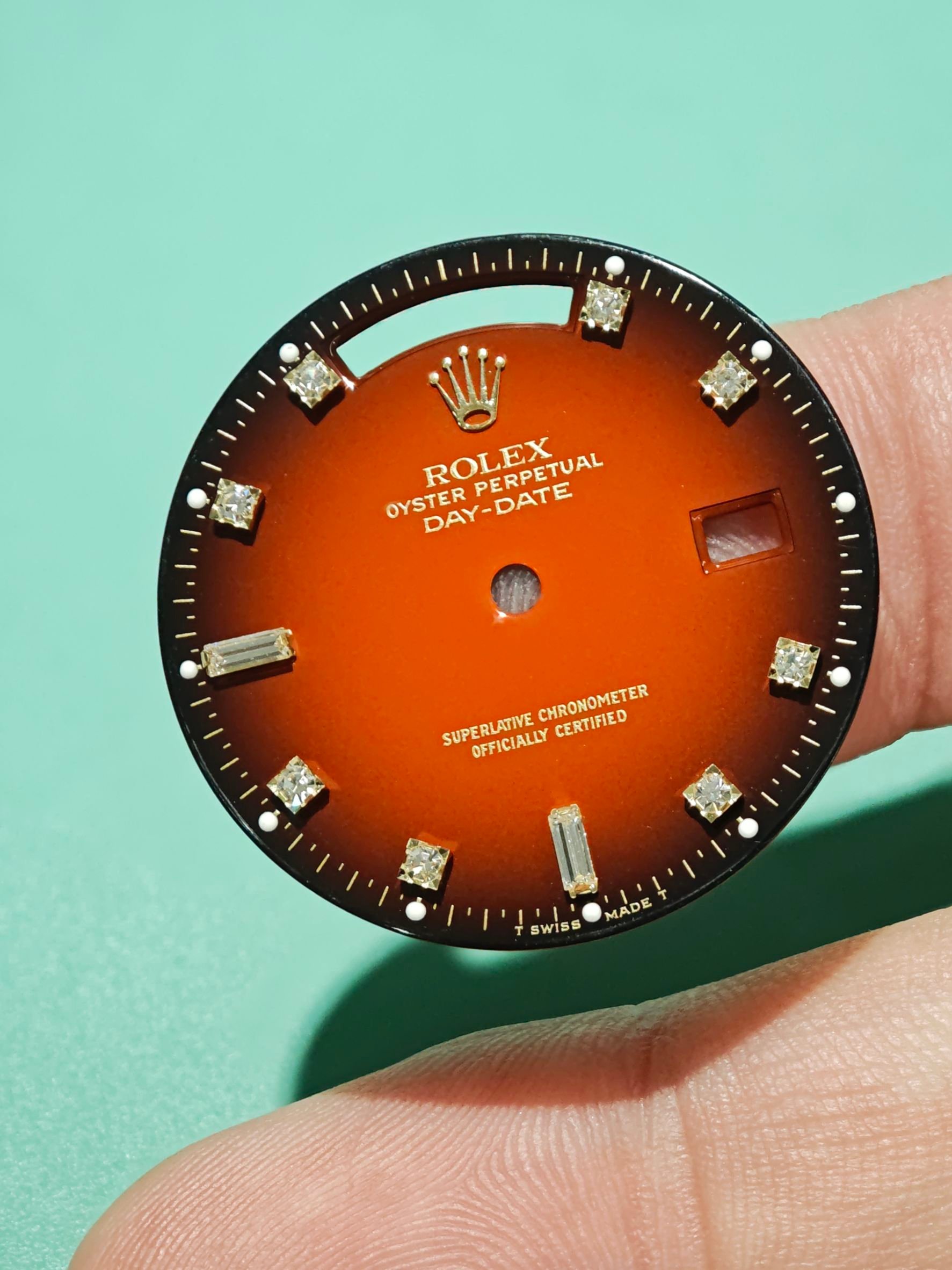 【單售面盤】ROLEX勞力士極罕見原裝漸層紅十鑽點！完美無暇原裝老面！