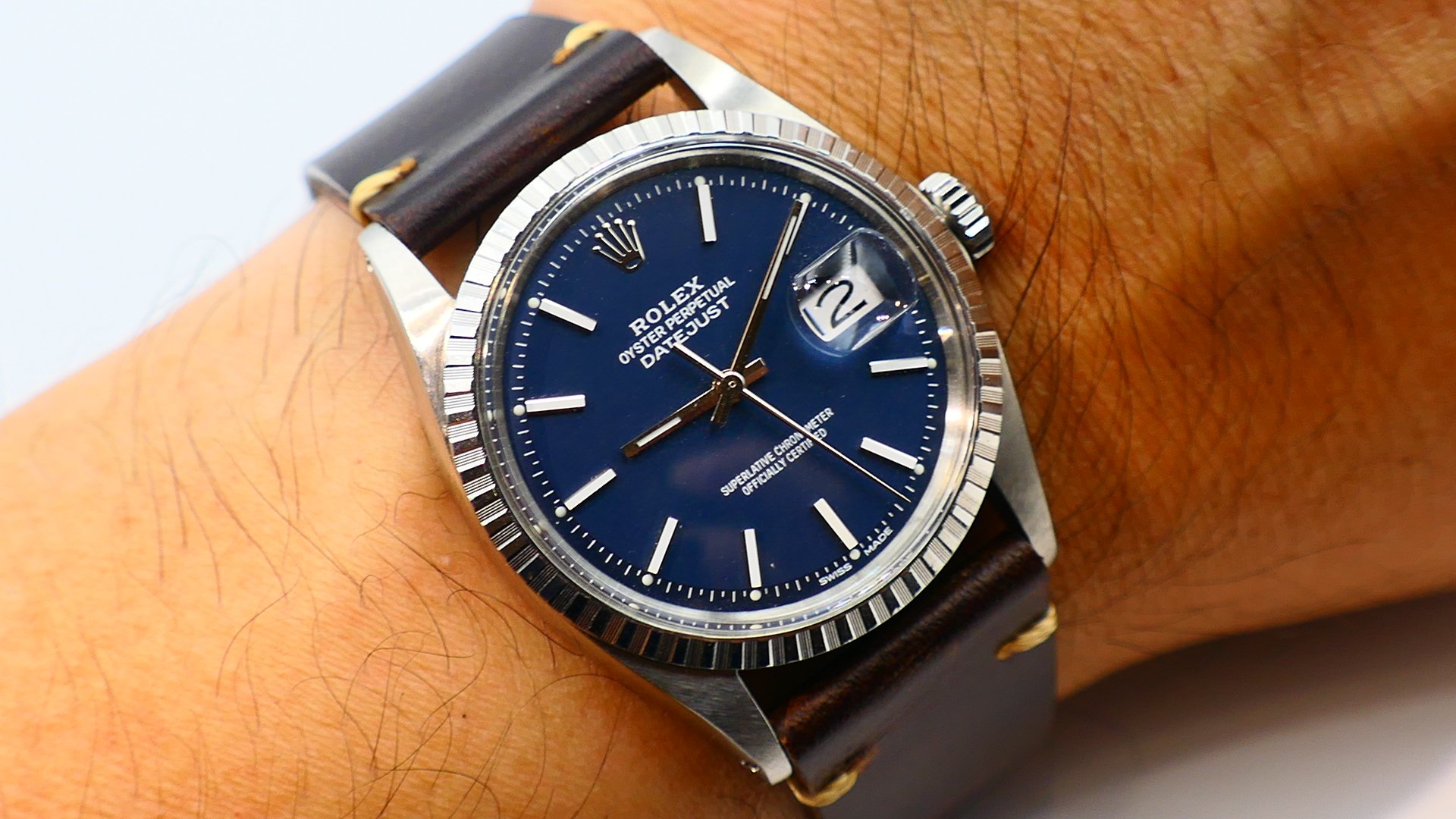 【美好時光】罕見特殊靛藍色面！ROLEX勞力士經典款1603自動上鏈1570機芯