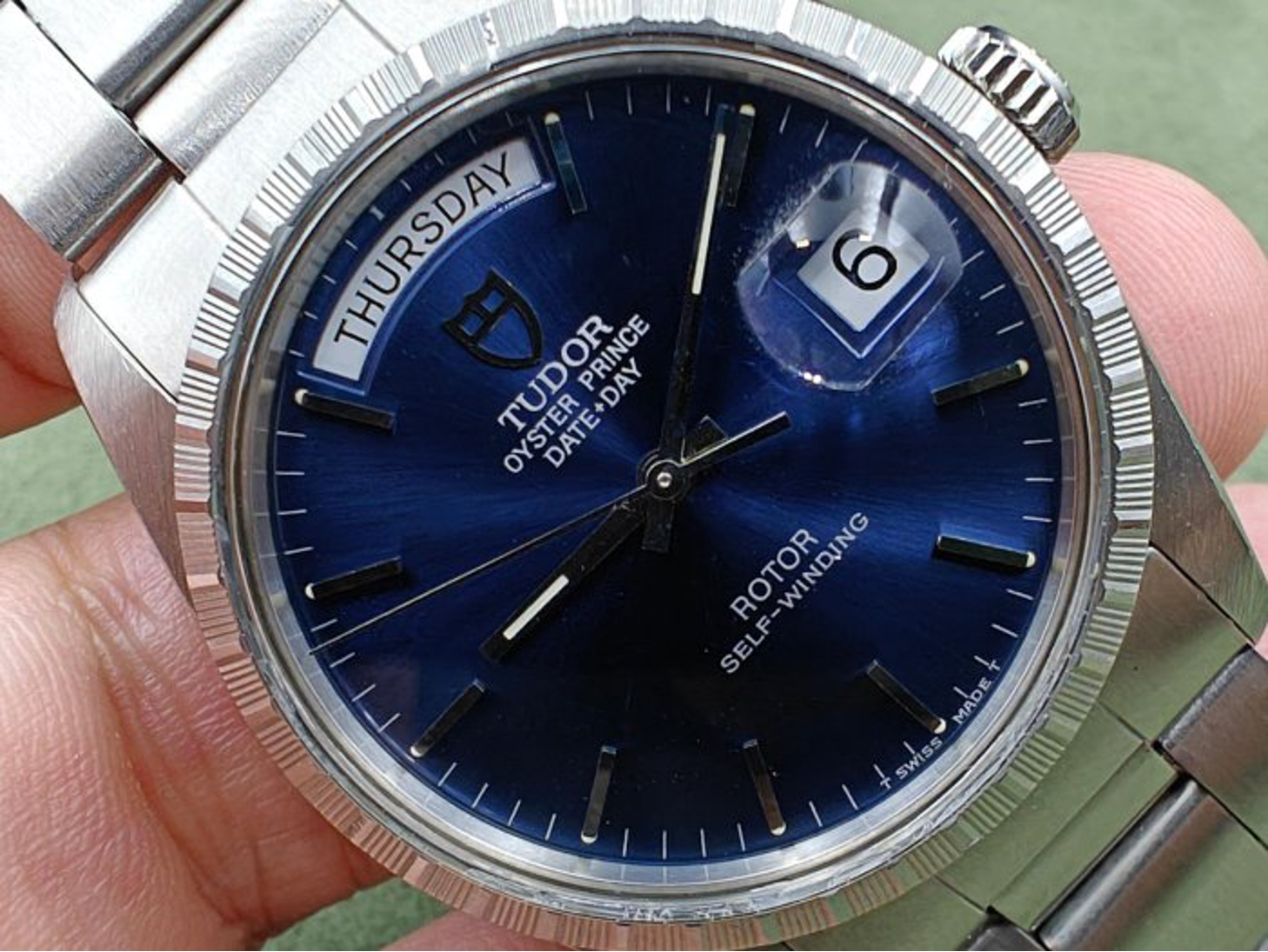 【美好時光】罕見盒單全特殊面ROLEX龍頭底蓋老TUDOR帝舵Daydate 94510 唯一勞血統鋼款DD！