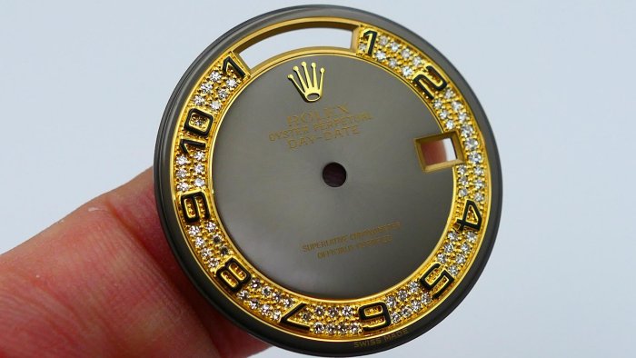 【單售面盤】無暇特殊面MA多層鑽灰色面！ROLEX勞力士原裝整片18K K金面盤！