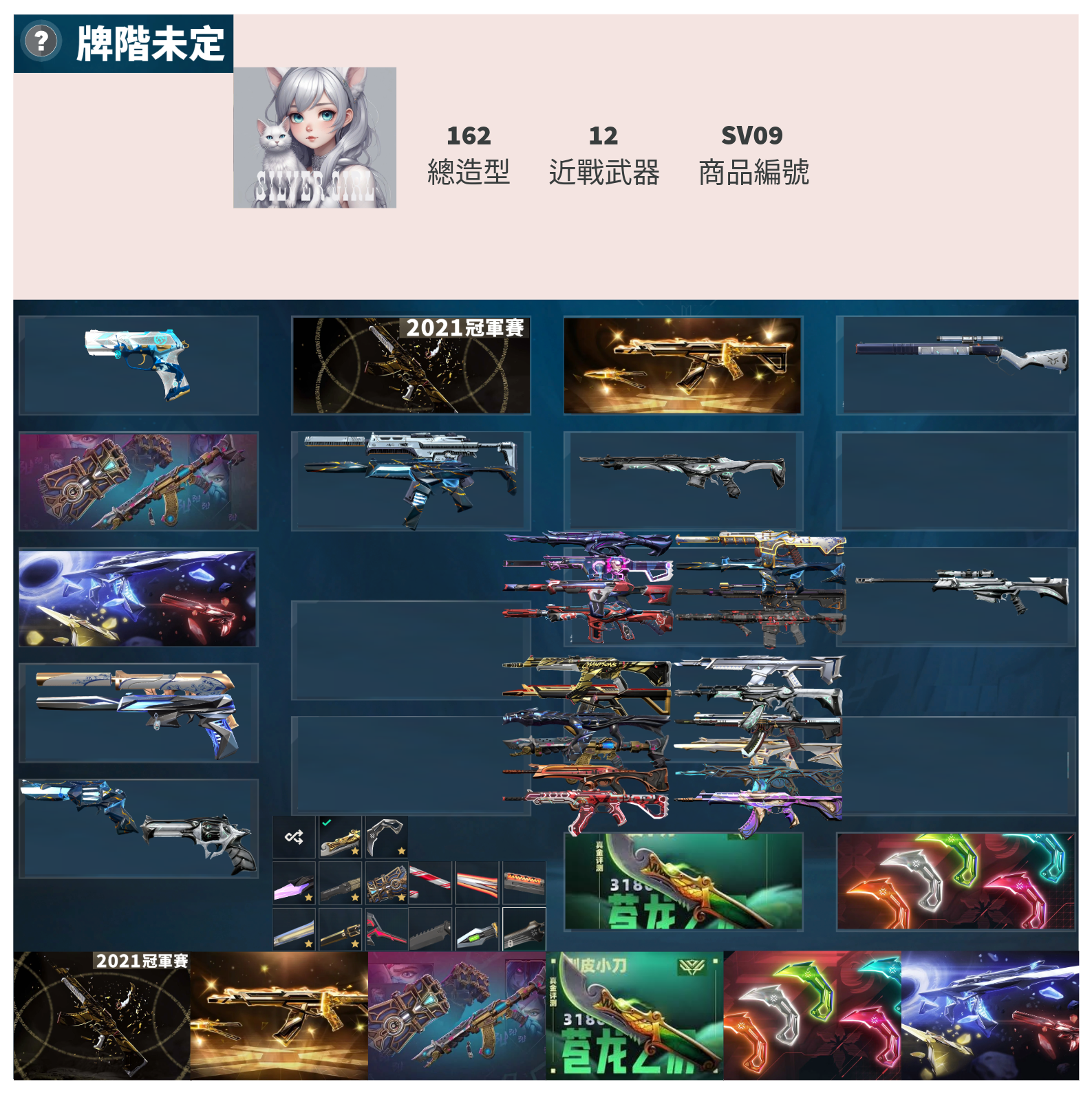 【編號SV09】月付2000元起 主打絕版冠軍21套+25套+奧術2.0套+五周年紀念刀+VCT爪刀+奇點套 冠一五黑波混沌泡糖螺旋捍勇至尊等造型