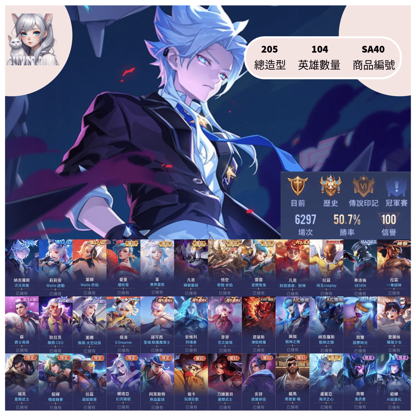 【編號SA40】月付1600元起 主打納克次元WAVE櫻吹雪異界零號一拳SDreamer等多直購造型