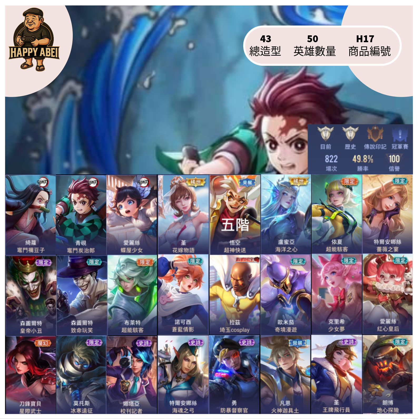 【編號H17】月付600元起 主打炭治郎 禰豆子 五級悟空 堇花嫁
