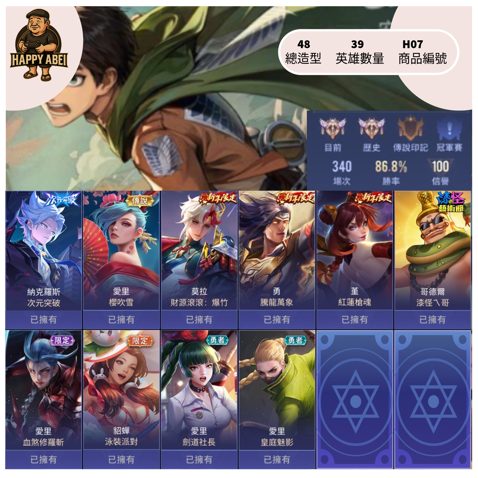 【編號H07】月付600元起 主打納克次元全套 艾蓮