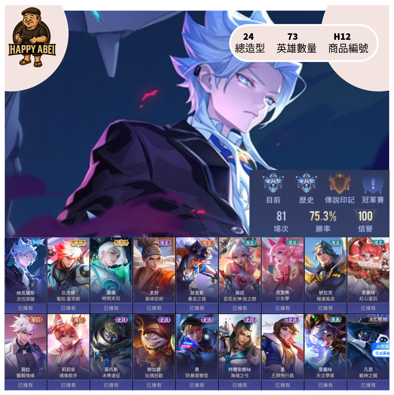 【編號H12】月付600元起 主打納克次元 電玩比洛爾 圖倫時雨