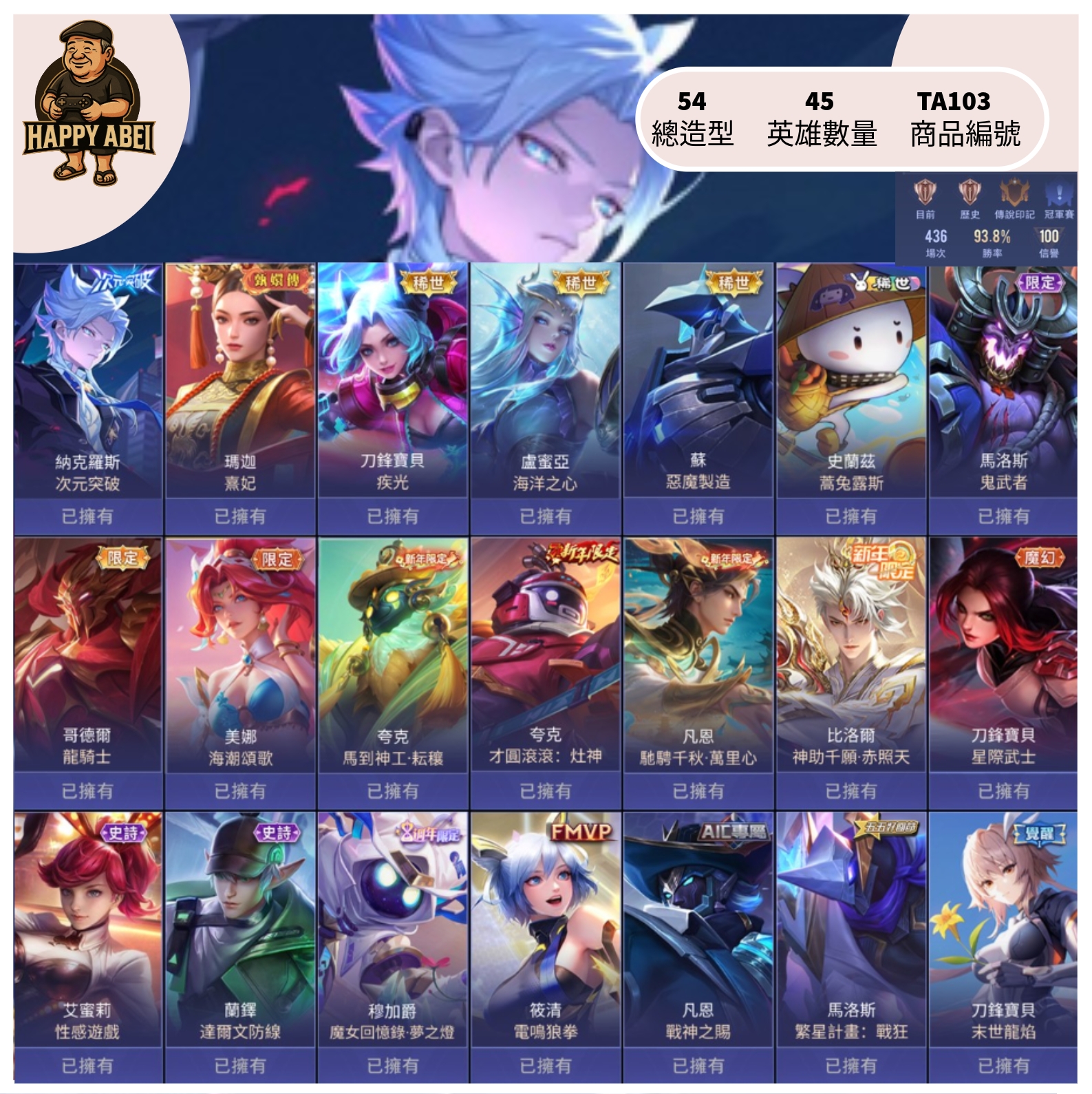 【編號TA103】月付700元起 主打納克次元 蘇惡魔 瑪迦熹妃 新年比洛爾 刀鋒4級