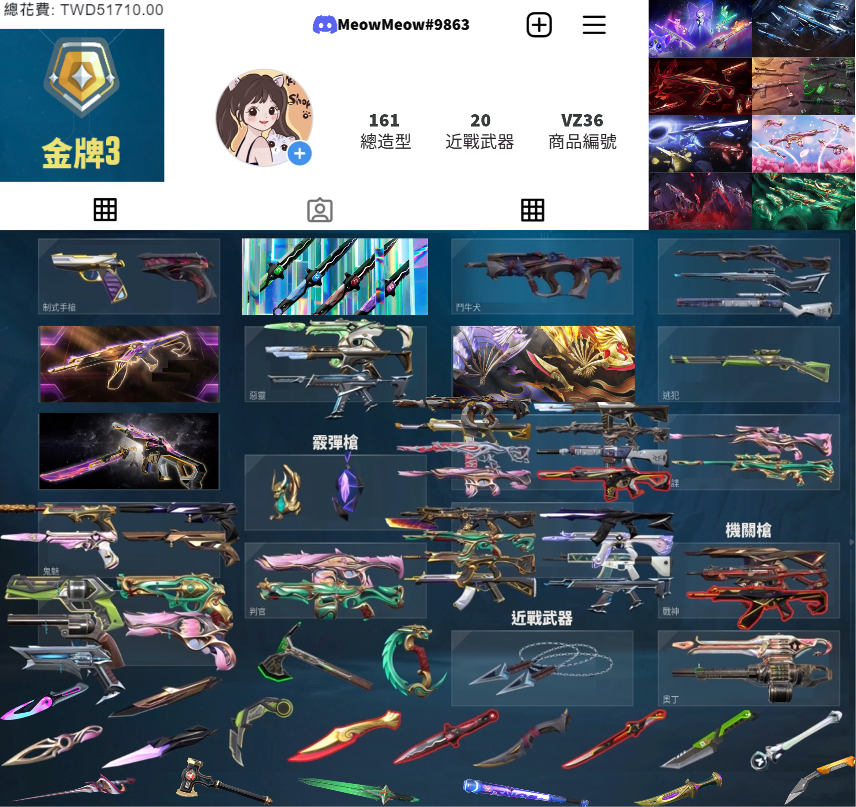 【編號VZ36】月付2900元起主打絕版冠軍2023+冠軍2024套+憐憫之刃+鳳凰摺扇套+黑波套+星靈套+奇點2.0套+靈花套+暗夜套+玉龍套+邊陲套+緋金套 11特效暴徒8特效幻象等造型