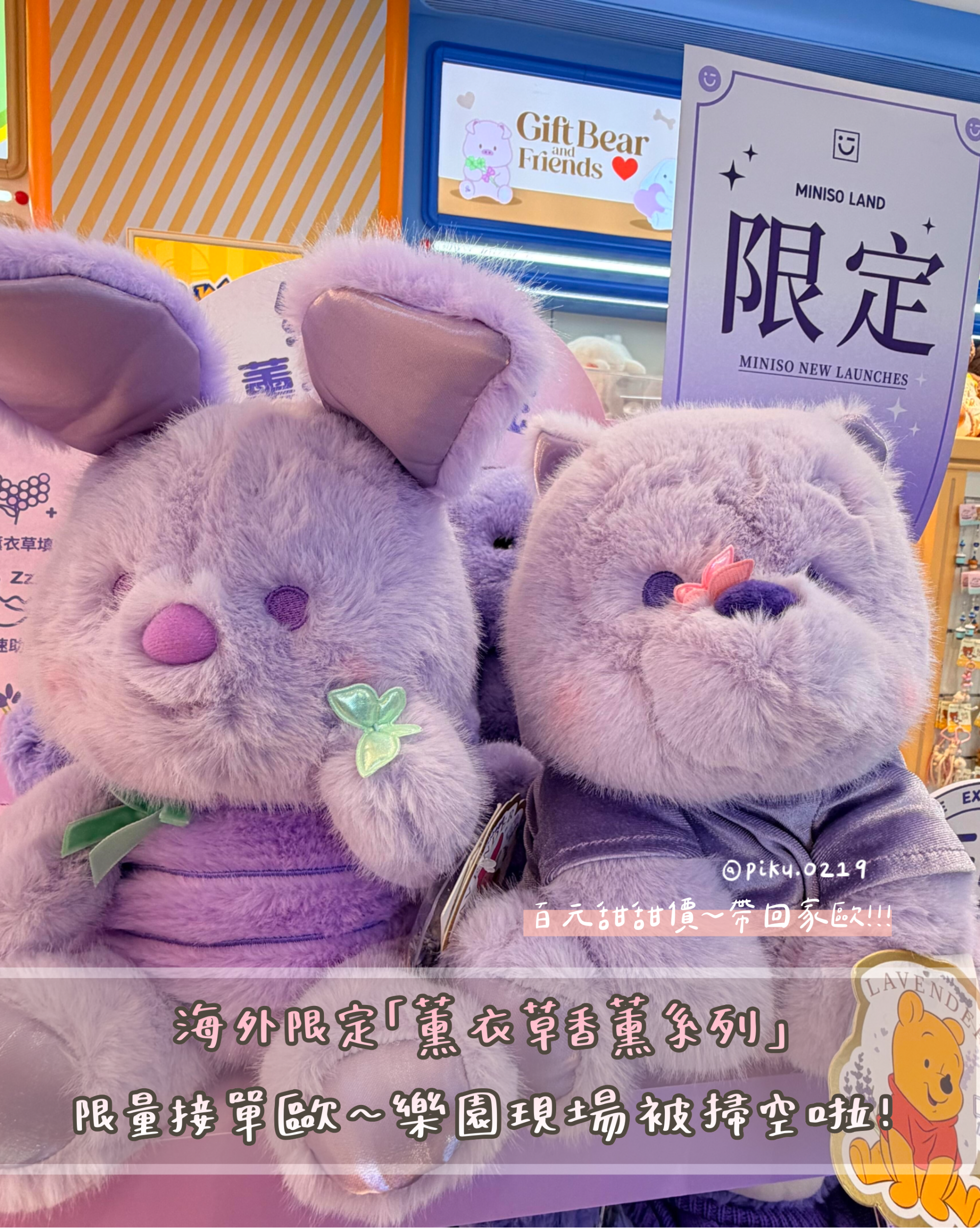 #訂金！海外代購《迪士尼薰衣草系列》小熊維尼家族