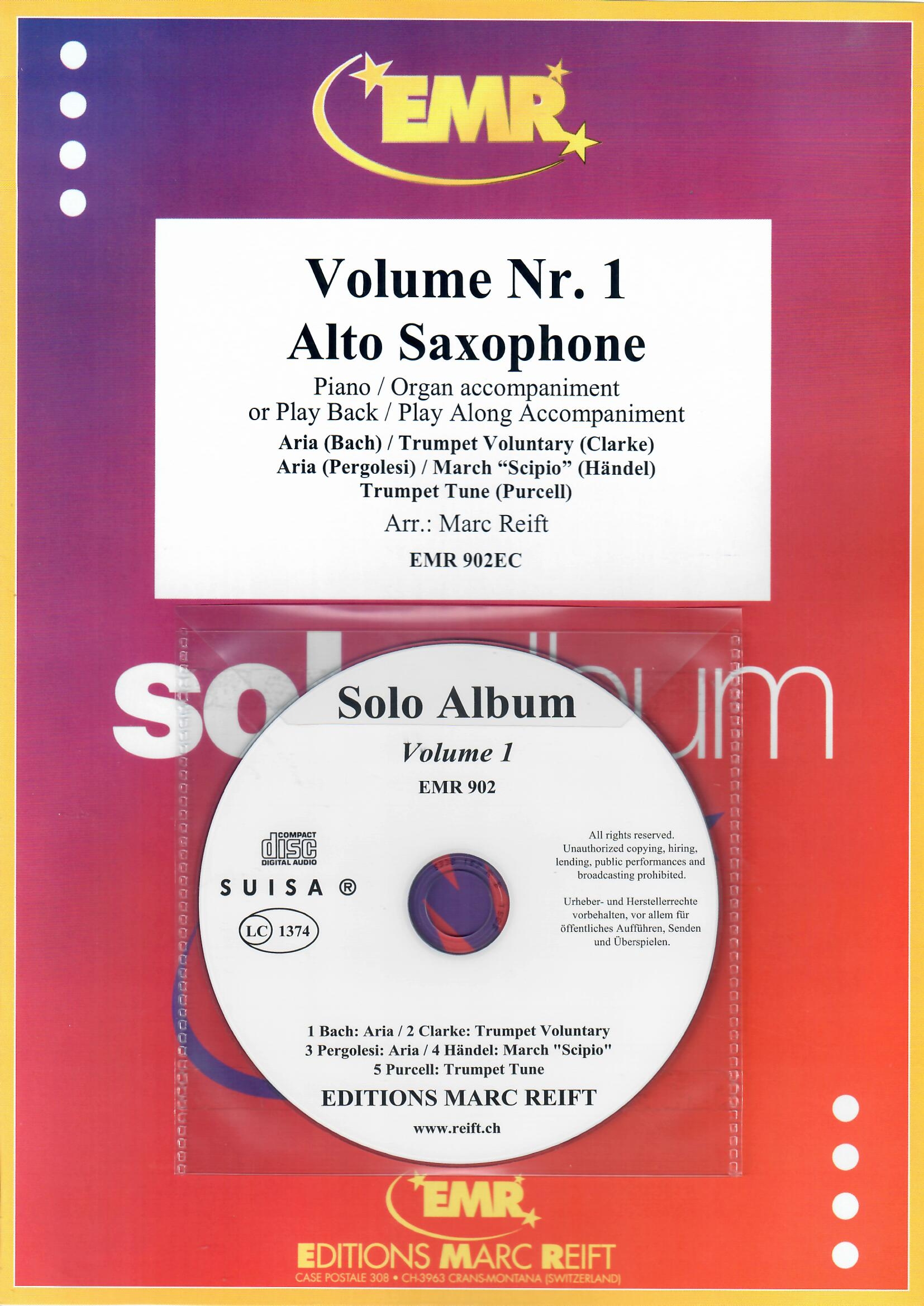 Solo Album Volume 01 Alto Saxophone & Piano (Organ) + Play Back / Play Along CD or MP3 (Download)