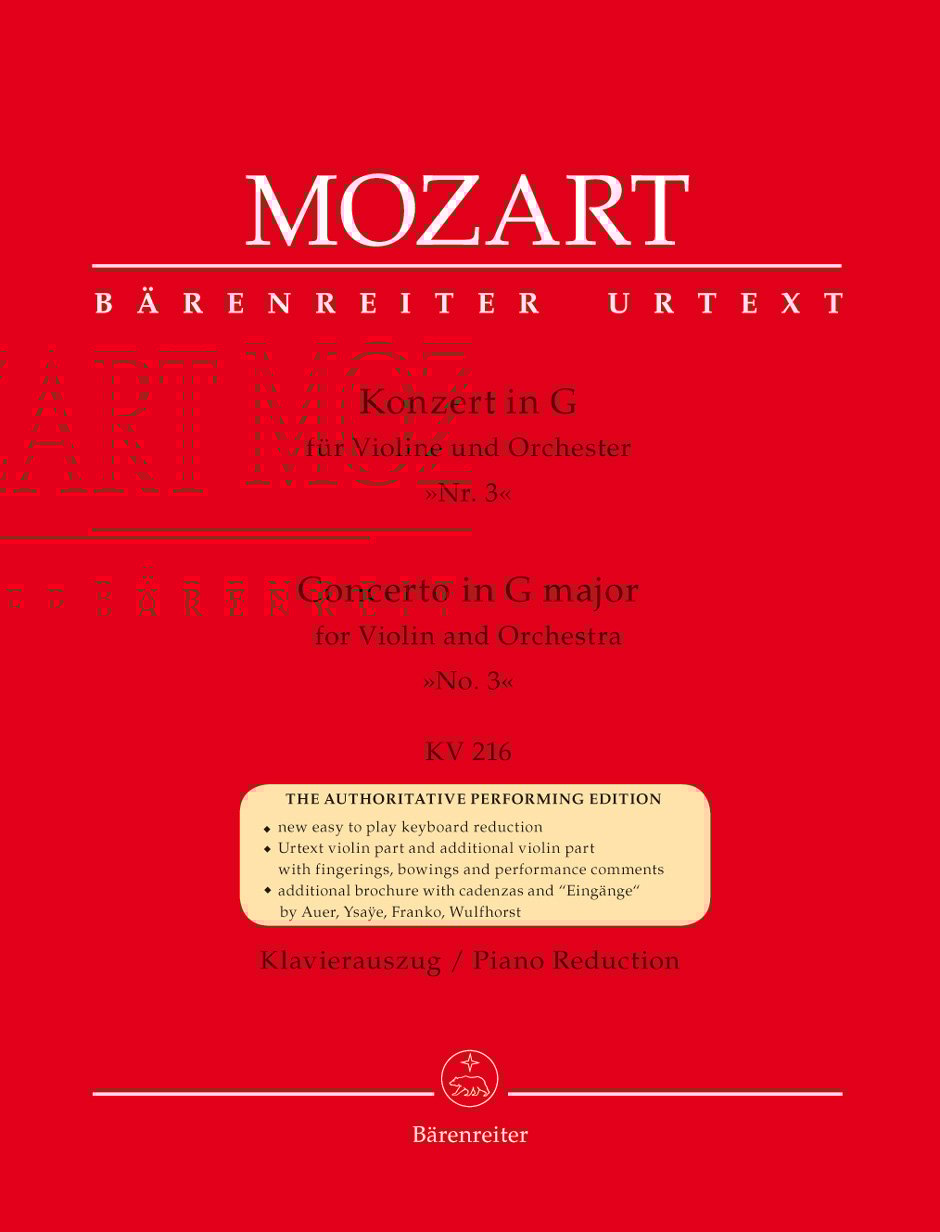 W. A. Mozart : Concerto for Violin and Orchestra no. 3 in G major K. 216