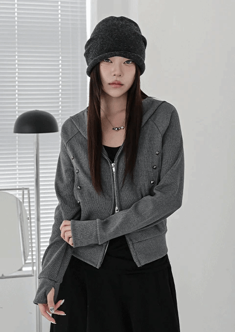 Noah 鉚釘兩用拉鍊帽衫