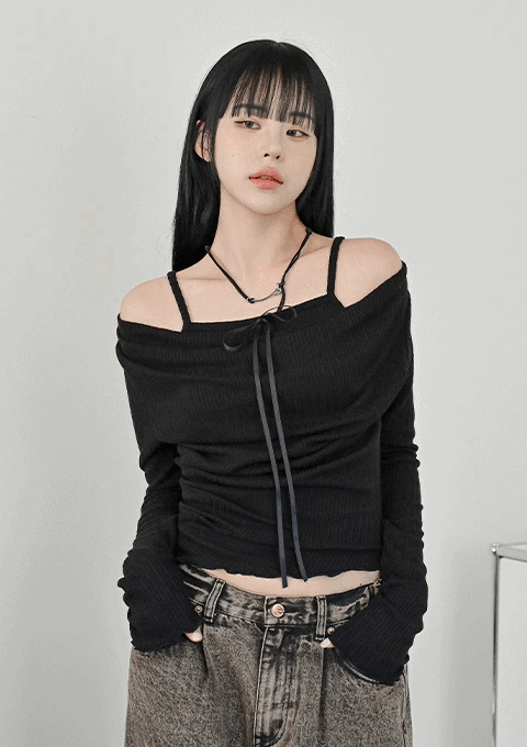 Diven 蝴蝶結層疊式T恤