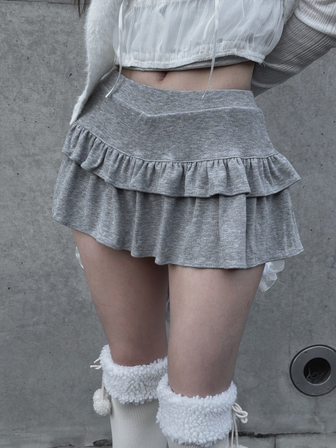 Ruffle Layered V-belted Mini skirt