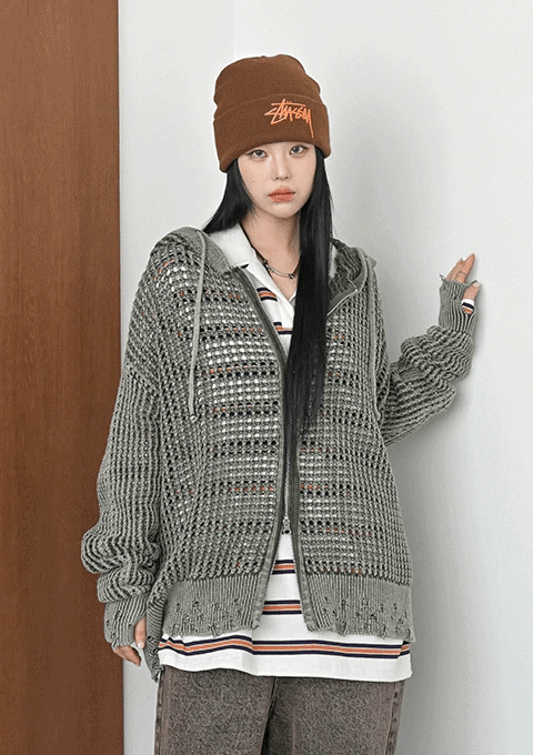 [UNISEX] COING 花紋 暖和的 帽子 針織門襟拉鍊