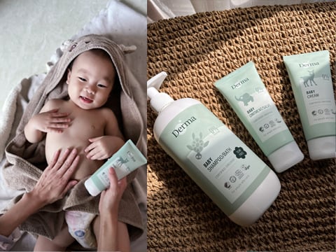用在寶寶肌膚上無負擔Derma洗護品