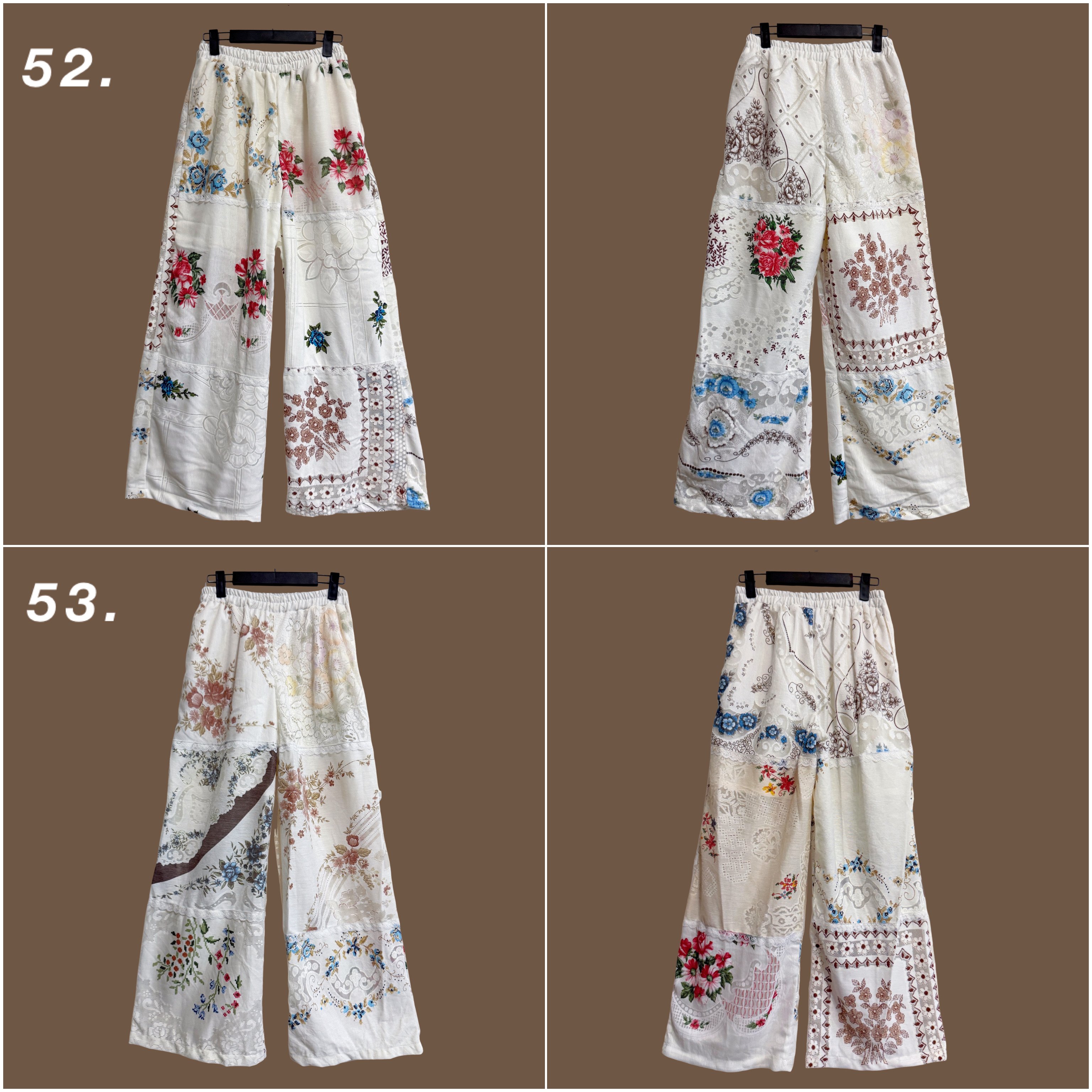 ✿眨眼有電✿ {M0201} 歐式花布改製褲(拼花&褲口蕾絲抽繩)