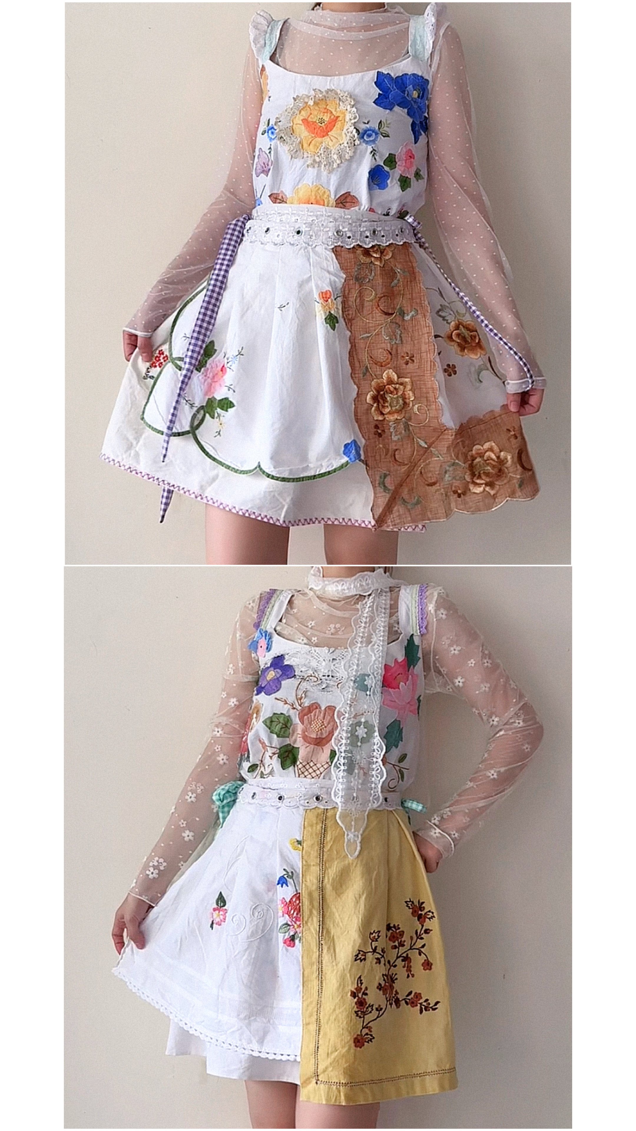 ✿眨眼有電✿ {M0202} 蕾絲綁帶上衣&歐式花布拼縫上衣
