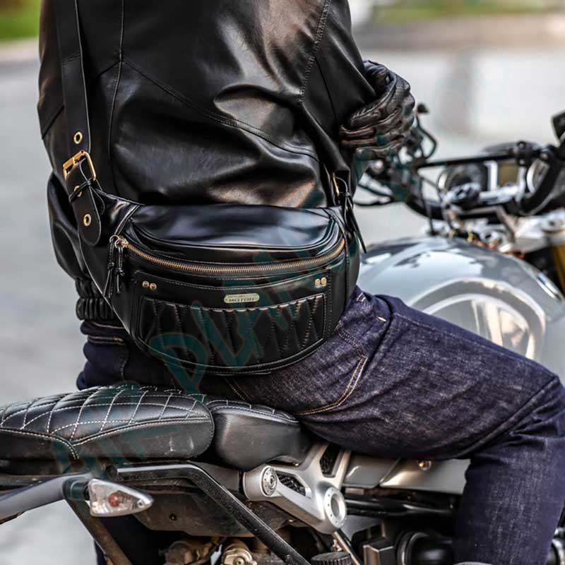 復古菱格紋皮革包 摩托車側背包 重機包 復古側背包