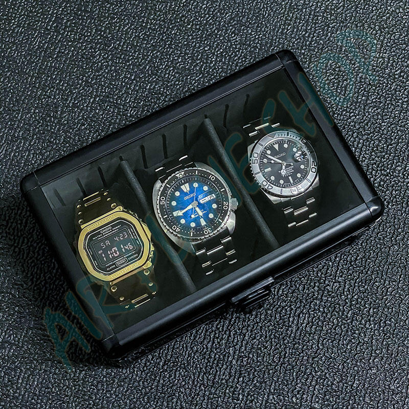 三格錶盒 黑色鋁手錶盒 保險箱 行李箱風格 黑鋁合金