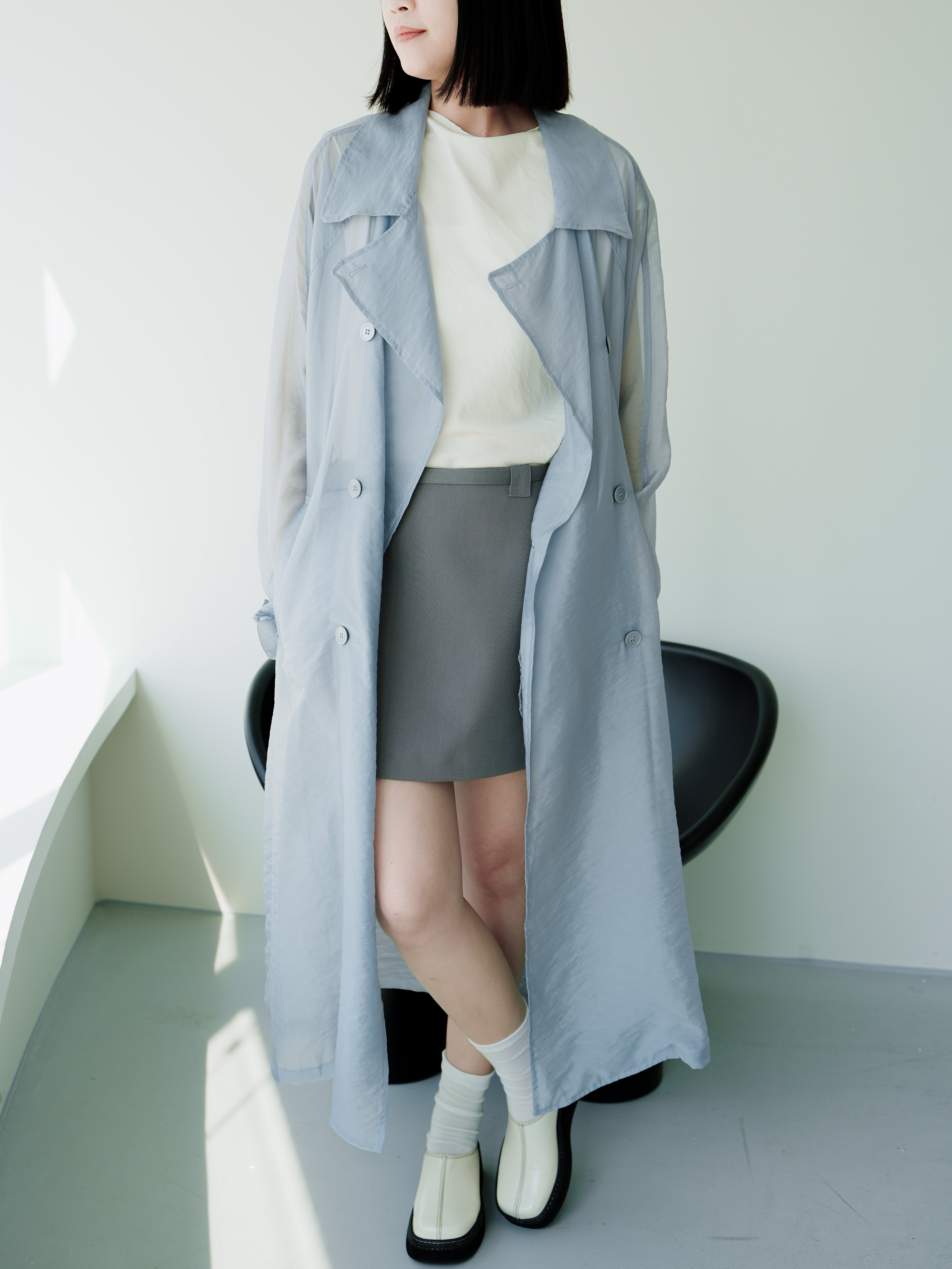 T01 高級感。夏季透膚長版罩衫