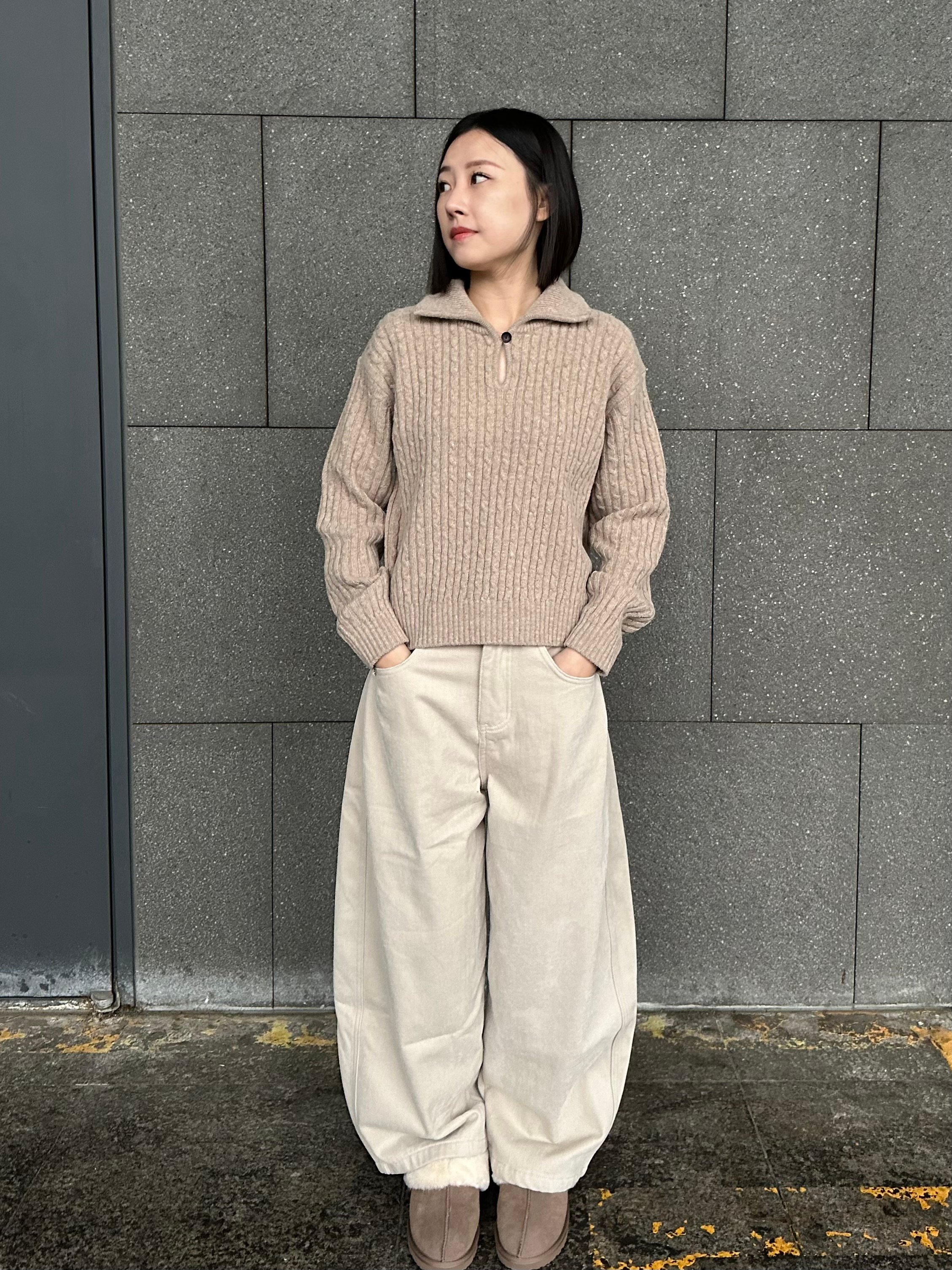 SU06 彎刀單寧褲(細刷毛)