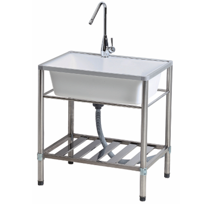 人造石洗衣槽附不銹鋼腳架 89007