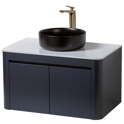 訂製浴櫃+黮黑圓形立體盆組  (火山灰)