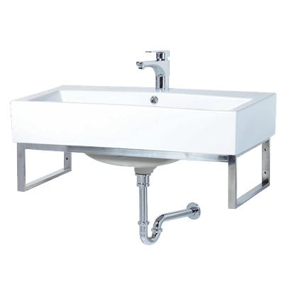 瓷盆+方形不銹鋼面盆架 23178