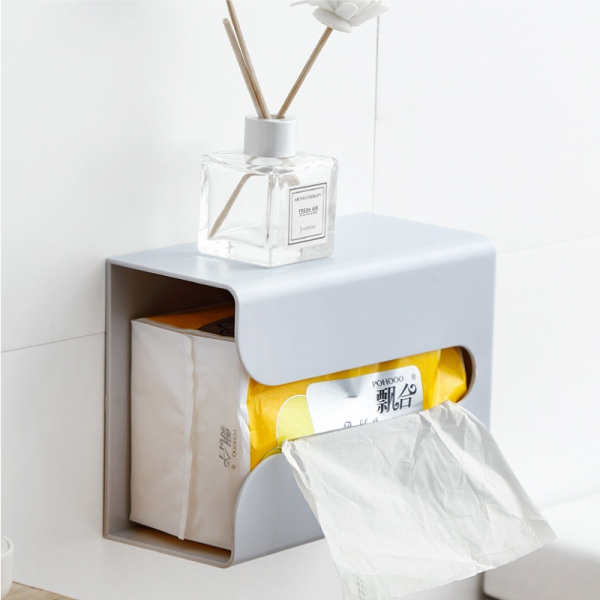 壁貼式衛生紙盒 (節省空間) 紙巾盒 衛生紙盒 免釘 免打孔 壁掛 面紙盒 可倒掛 黏貼式 衛生紙