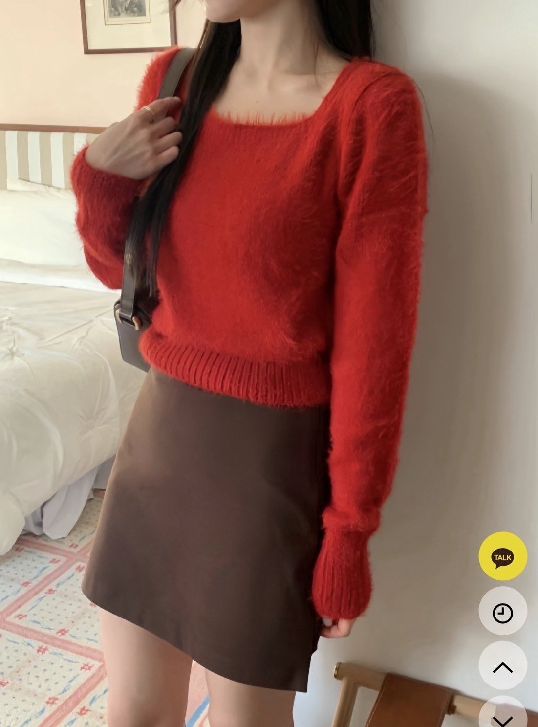 方領柔軟毛毛針織衣