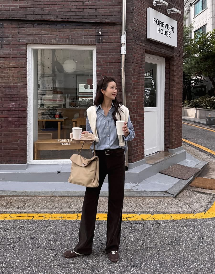 顯瘦順身款燈芯絨直筒長褲