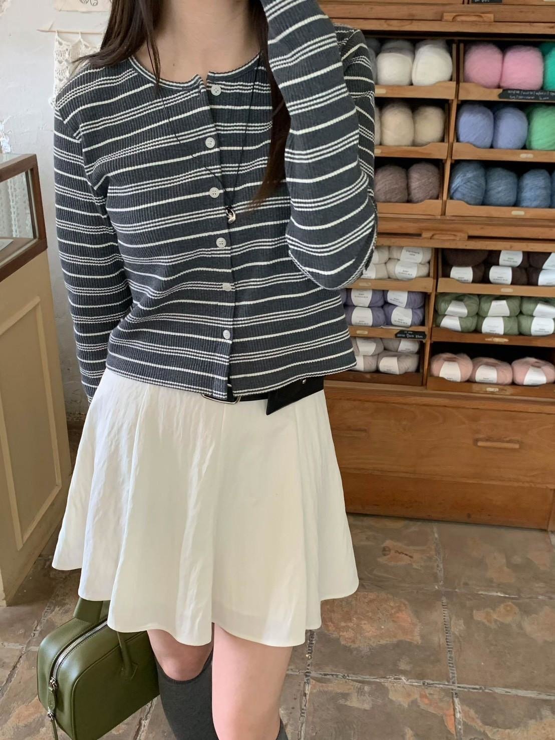 文青條紋鈕扣上衣