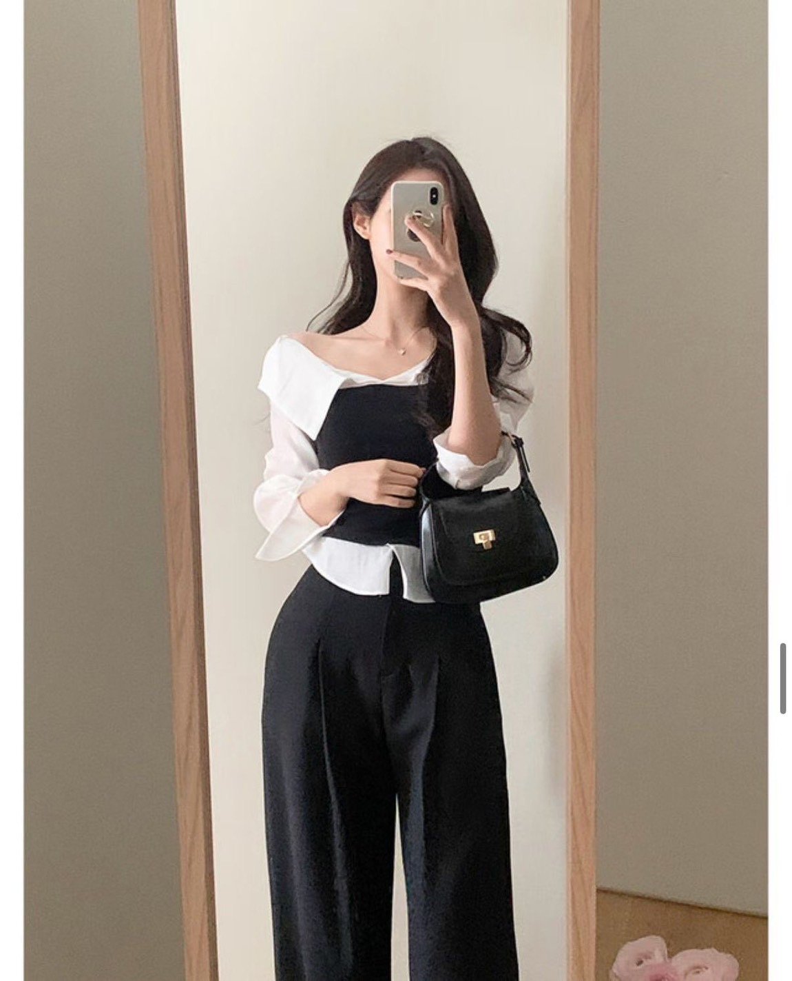 假兩件翻領拼接側綁結背心