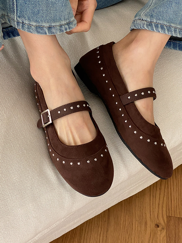 卯丁滾邊圓頭釦娃娃鞋