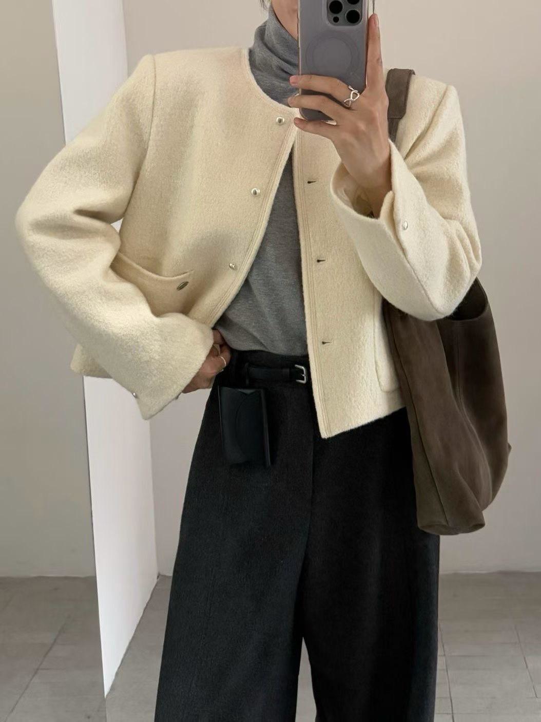 銀扣小圓牌口袋外套