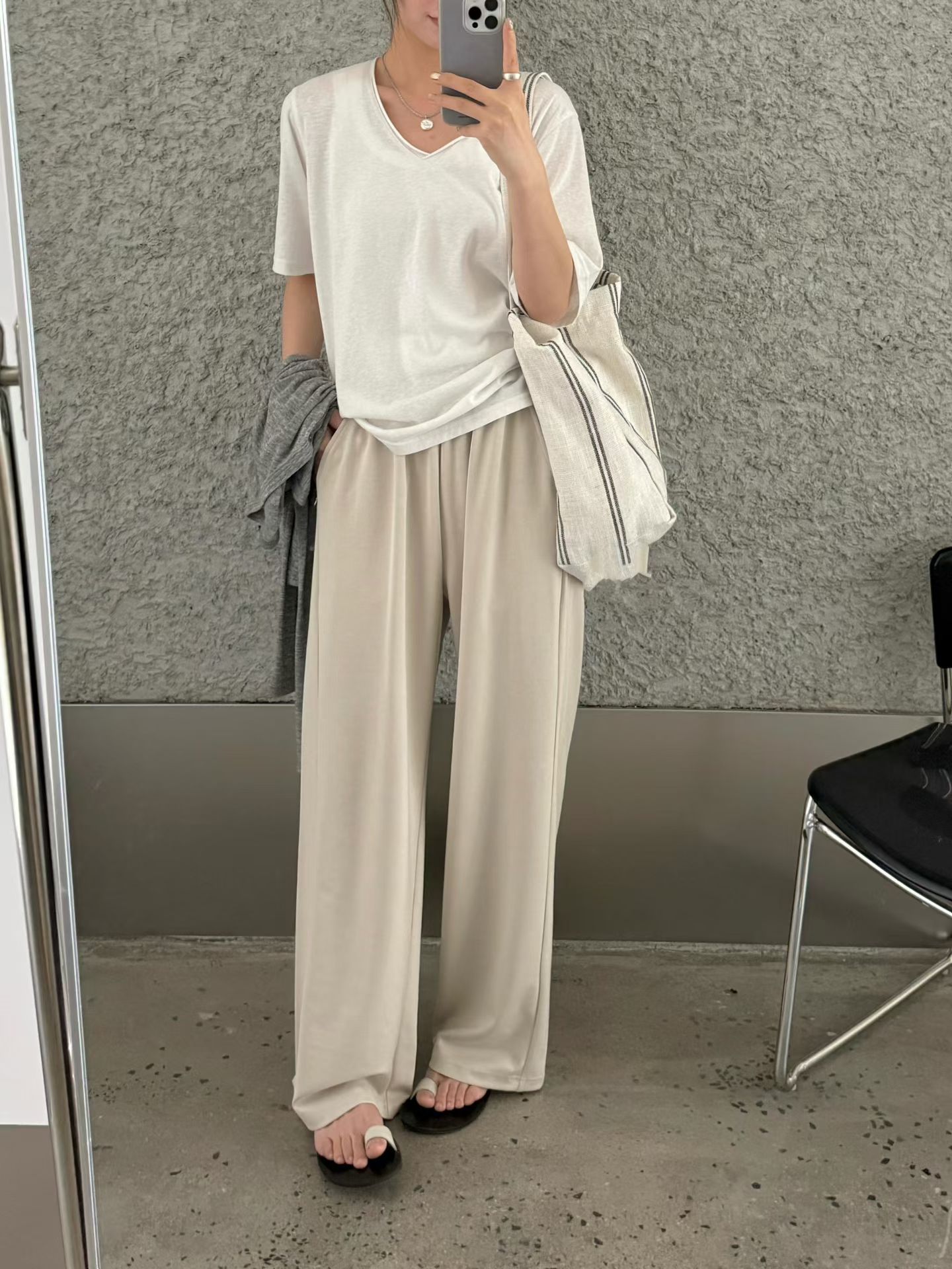 小圓牌logo舒適涼感棉褲