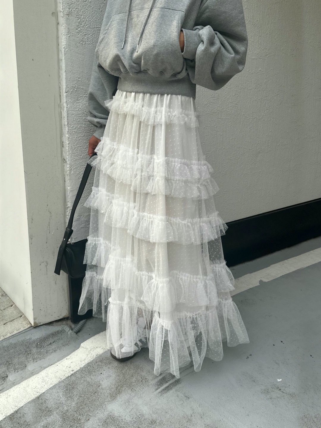 點點網紗蛋糕鬆緊長裙