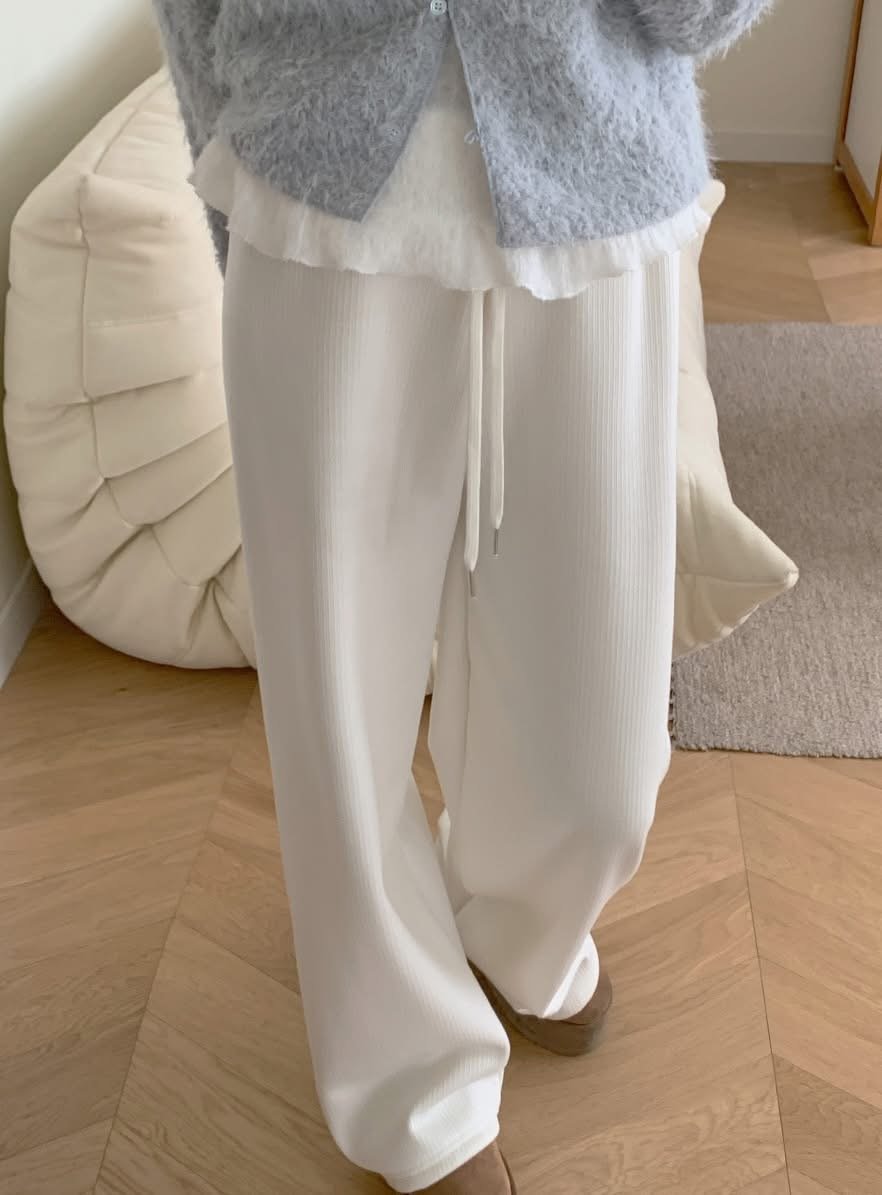 細坑紋內刷毛厚款休閒長褲