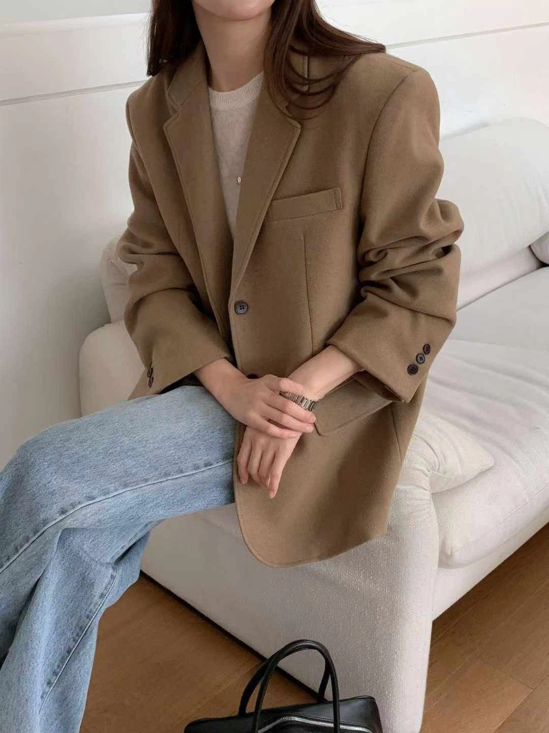 刀領後開衩羊毛西裝外套