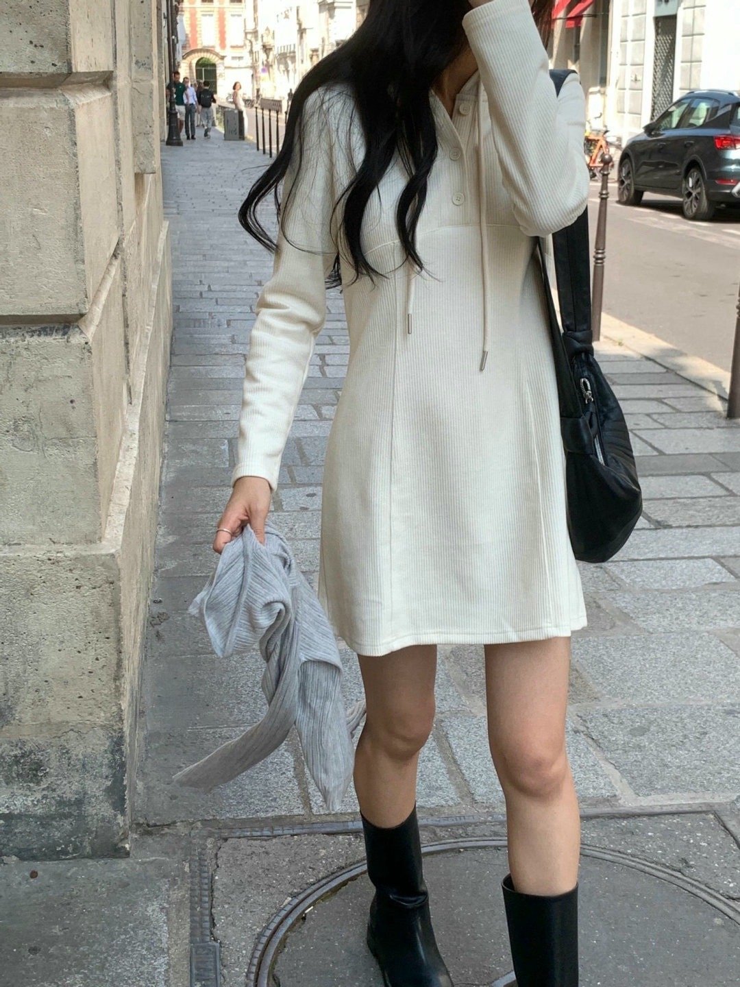 （客訂勿下單）排釦連帽壓線休閒短洋