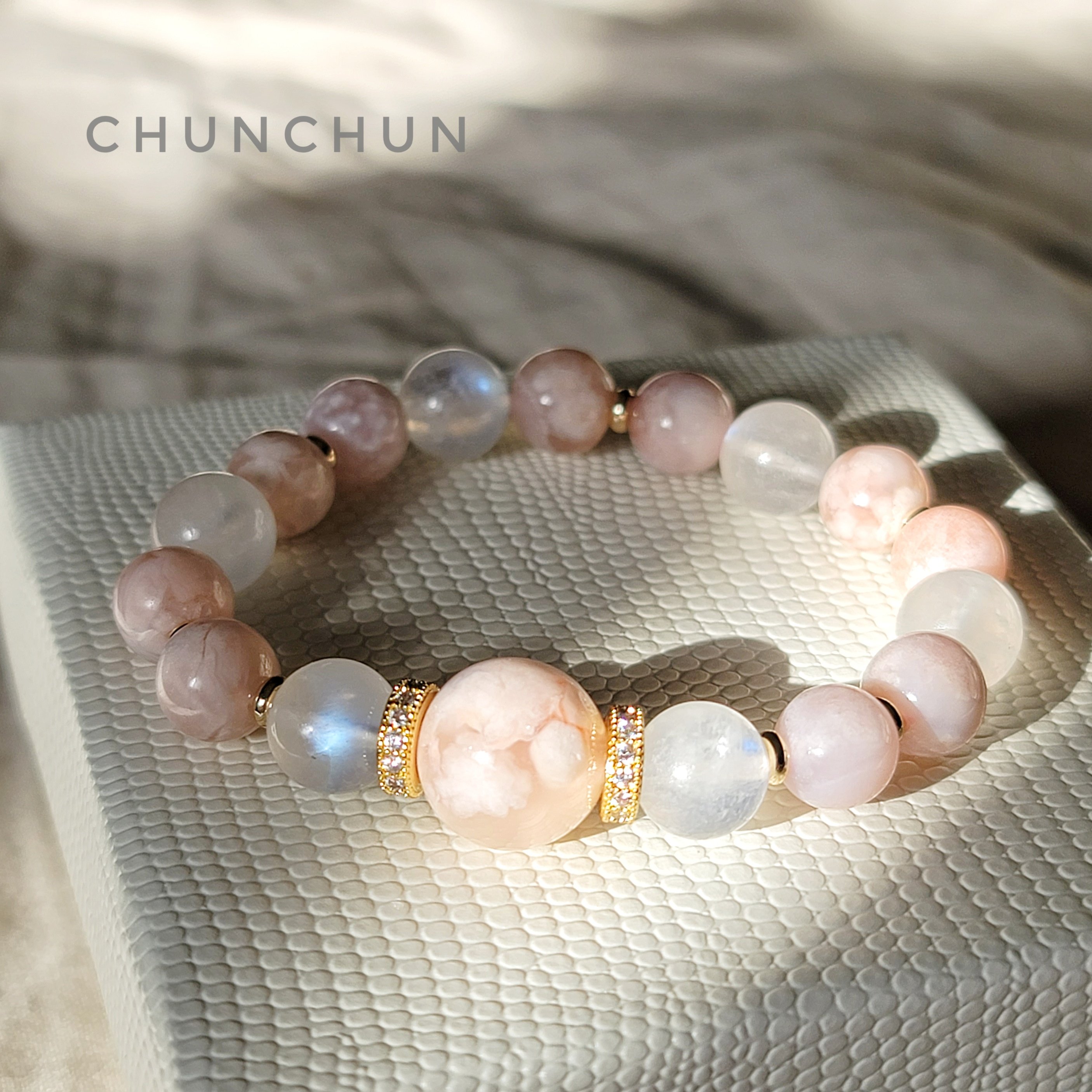 【許願戀愛系列~一戀定情 守護永遠的愛情 召喚愛情】 櫻花瑪瑙 瑪瑙 月光石 奶油月光石