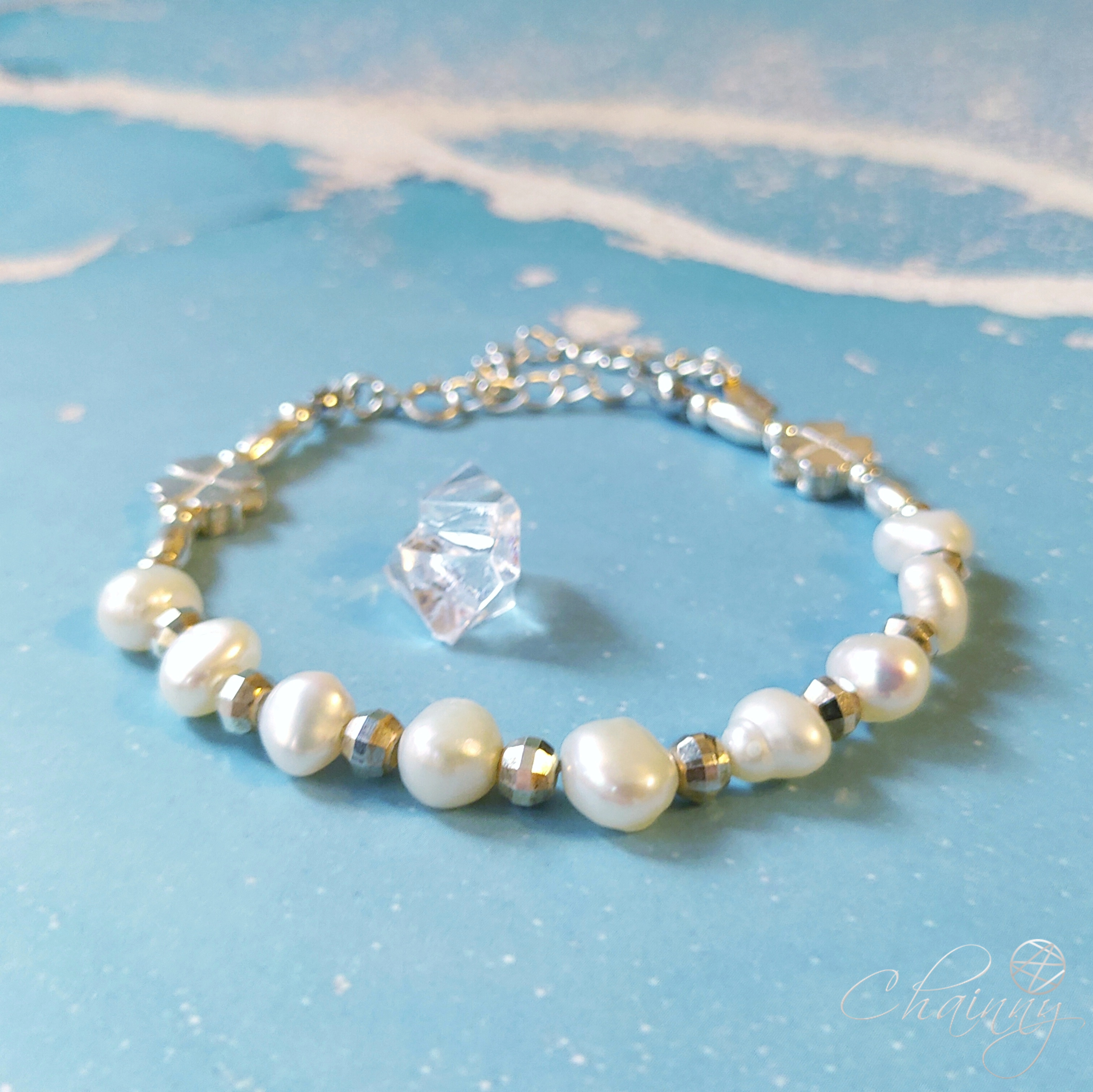 【清新幸運草 巴洛克珍珠手鍊】清新淡雅 幸運相伴